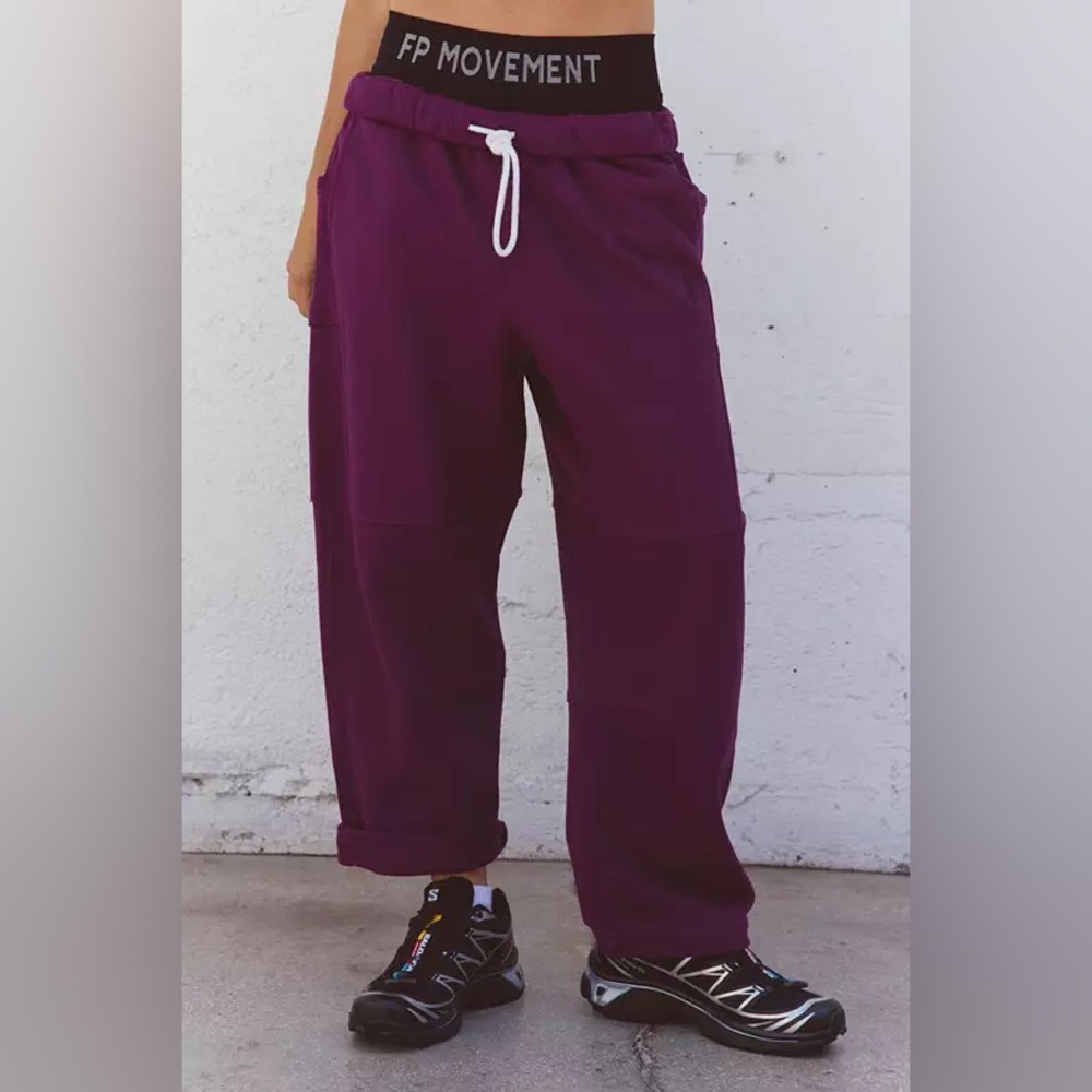 FP Movement By Free People Women's Top Score Barrel Pants Deep Mulberry